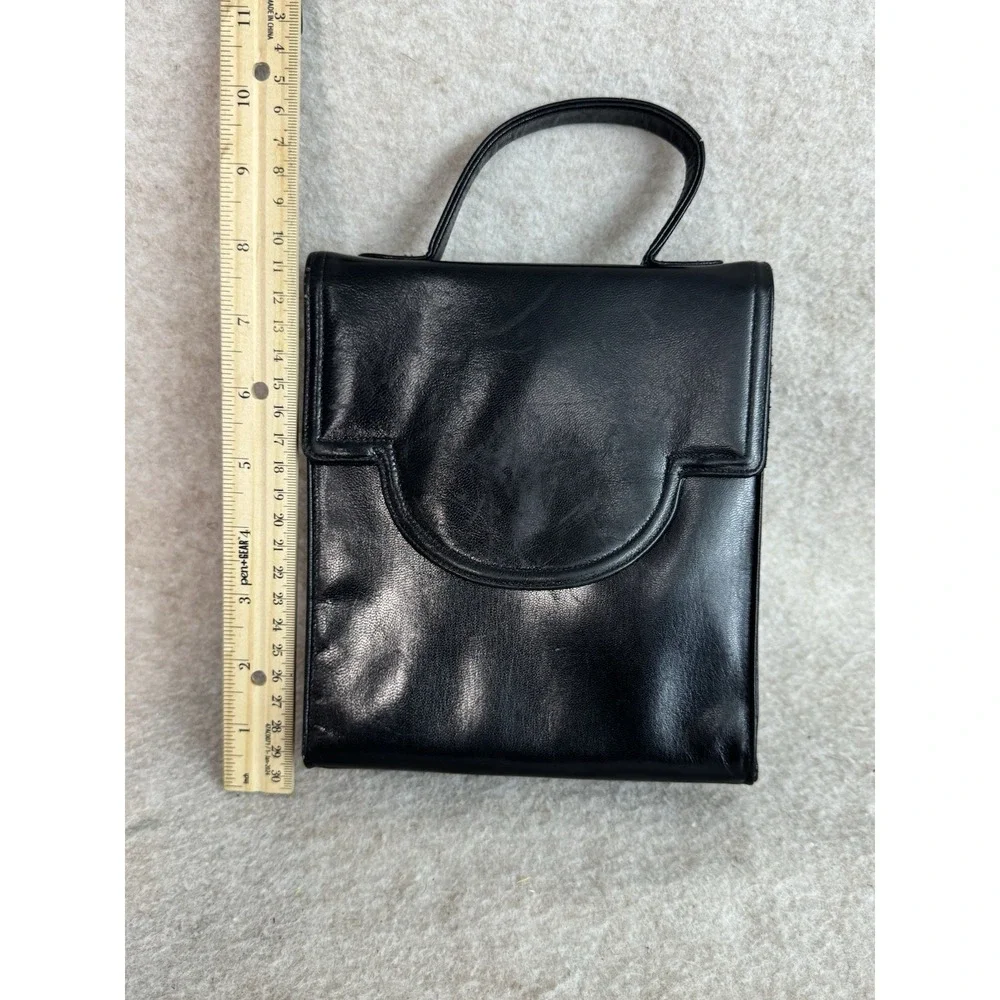 Frenchy of California Black Leather Handbag Suede Lining‎